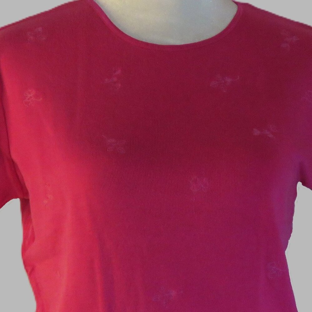Cherokee Women's Short Sleeve Pink Floral Pullover Knit Top Size M (C801)